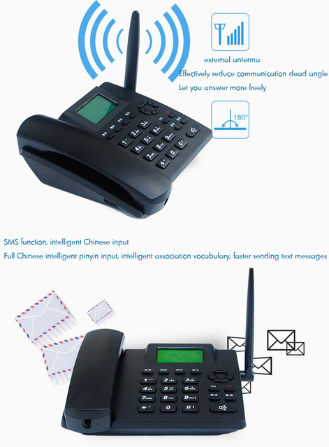 Bezprzewodowy telefon GSM Quadband dla domu i biura z kartą SIM, głośnomówiący zestaw i funkcja alarmu - Wianko - 5