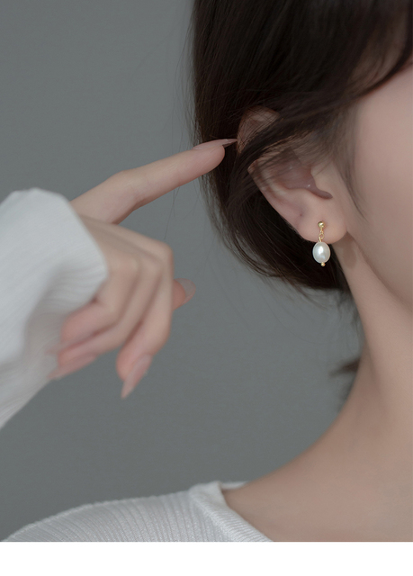 MłoveAcc - Minimalistyczne kolczyki na wtyk z prawdziwego srebra 925 z barokowymi perłami w koreańskim stylu - dla kobiet, panny młodej - szykowna biżuteria, idealny prezent - Wianko - 2
