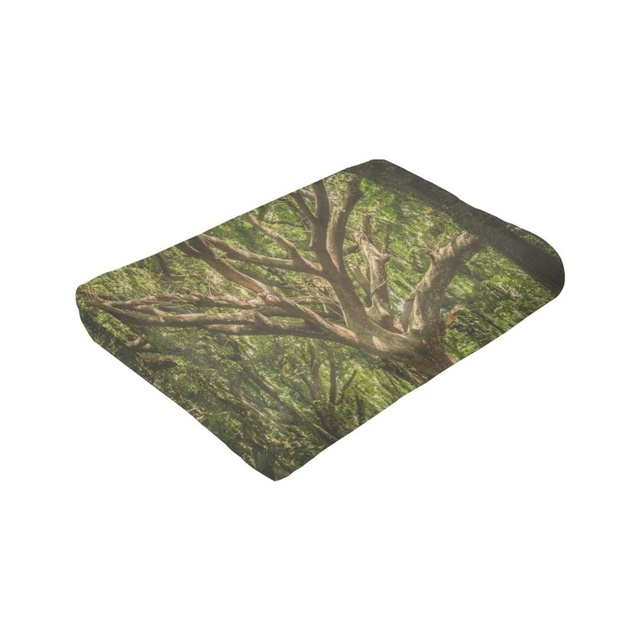 Flanelowy koc zielone drzewo - miękki, cienki, wielofunkcyjny, idealny na wycieczki i obozy - Wianko - 2