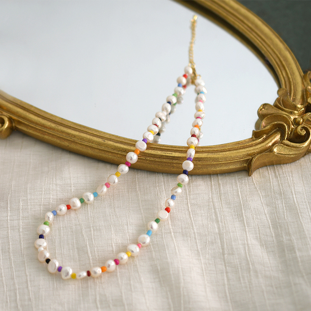 Słodkowodny naszyjnik z barokowymi perłami o średnicy 7-8 mm w modnych kolorach - Wianko - 5