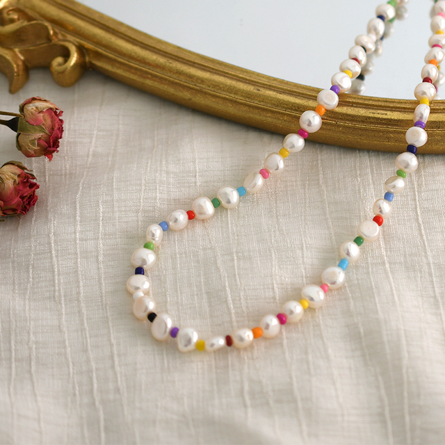 Słodkowodny naszyjnik z barokowymi perłami o średnicy 7-8 mm w modnych kolorach - Wianko - 10