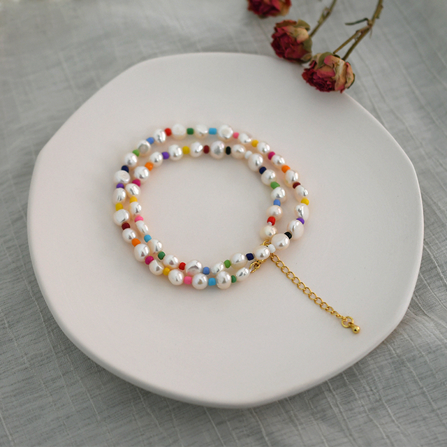 Słodkowodny naszyjnik z barokowymi perłami o średnicy 7-8 mm w modnych kolorach - Wianko - 11