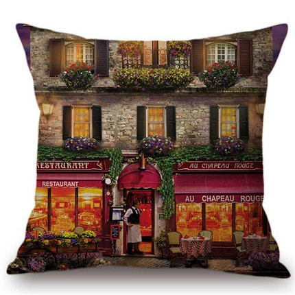 Poduszka dekoracyjna na sofę Paryż Wenecja Londyn - poduszka na poduszkę z francuskimi, włoskimi i brytyjskimi dekoracjami do salonu, hotelu - poliester - Wianko - 6