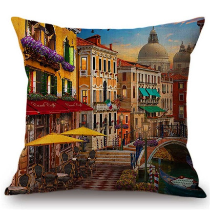 Poduszka dekoracyjna na sofę Paryż Wenecja Londyn - poduszka na poduszkę z francuskimi, włoskimi i brytyjskimi dekoracjami do salonu, hotelu - poliester - Wianko - 12