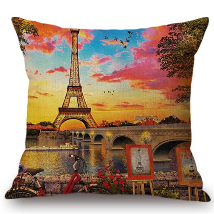Poduszka dekoracyjna na sofę Paryż Wenecja Londyn - poduszka na poduszkę z francuskimi, włoskimi i brytyjskimi dekoracjami do salonu, hotelu - poliester - Wianko - 8