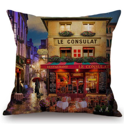 Poduszka dekoracyjna na sofę Paryż Wenecja Londyn - poduszka na poduszkę z francuskimi, włoskimi i brytyjskimi dekoracjami do salonu, hotelu - poliester - Wianko - 10