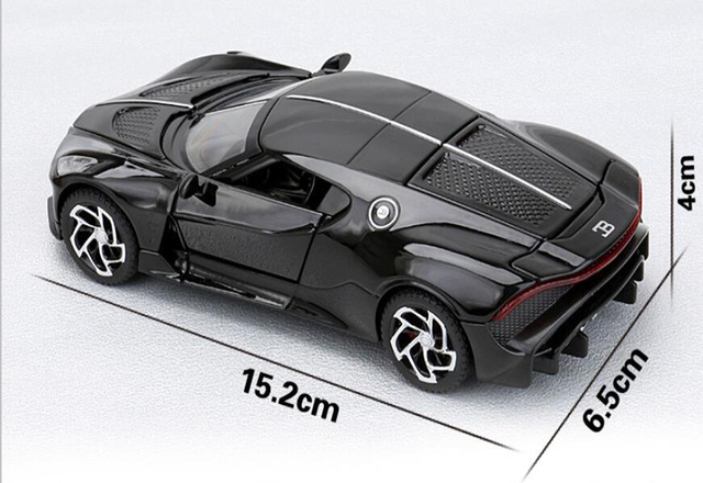 Samochód Bugatti La Voiture Noire 1:32 - metalowa zabawka z dźwiękiem i światłem, modele do wycofywania dla chłopców - Wianko - 8