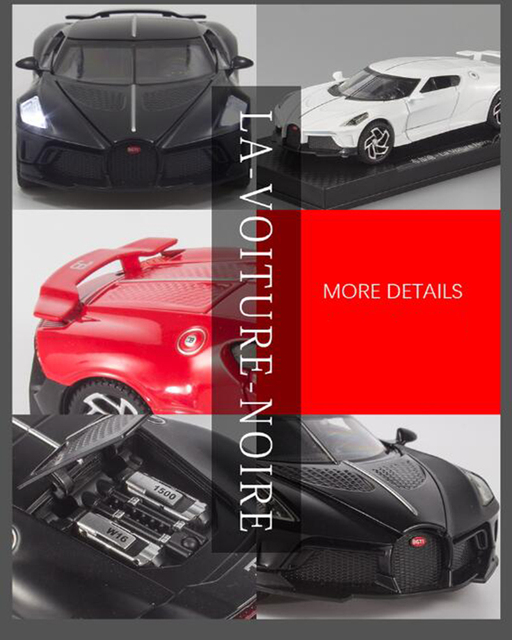 Samochód Bugatti La Voiture Noire 1:32 - metalowa zabawka z dźwiękiem i światłem, modele do wycofywania dla chłopców - Wianko - 1