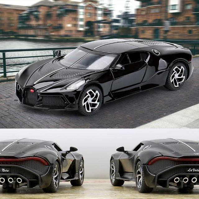 Samochód Bugatti La Voiture Noire 1:32 - metalowa zabawka z dźwiękiem i światłem, modele do wycofywania dla chłopców - Wianko - 2