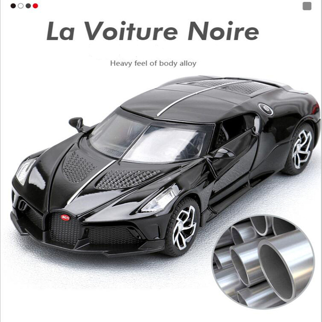 Samochód Bugatti La Voiture Noire 1:32 - metalowa zabawka z dźwiękiem i światłem, modele do wycofywania dla chłopców - Wianko - 4
