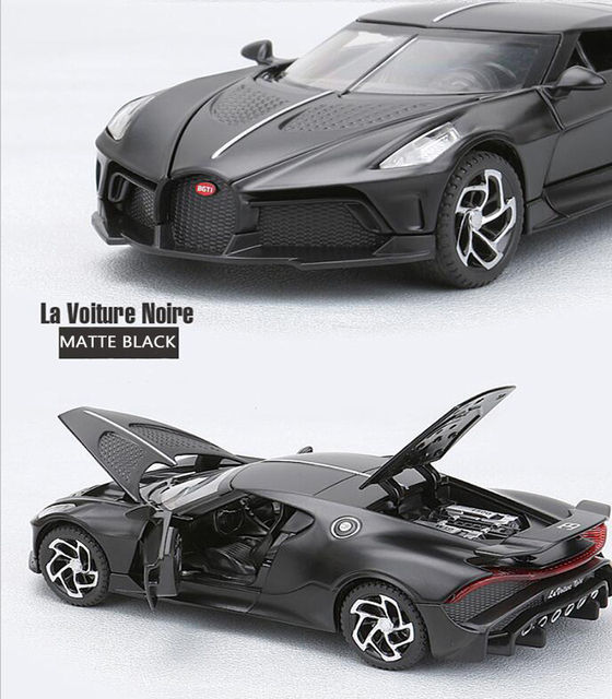 Samochód Bugatti La Voiture Noire 1:32 - metalowa zabawka z dźwiękiem i światłem, modele do wycofywania dla chłopców - Wianko - 14