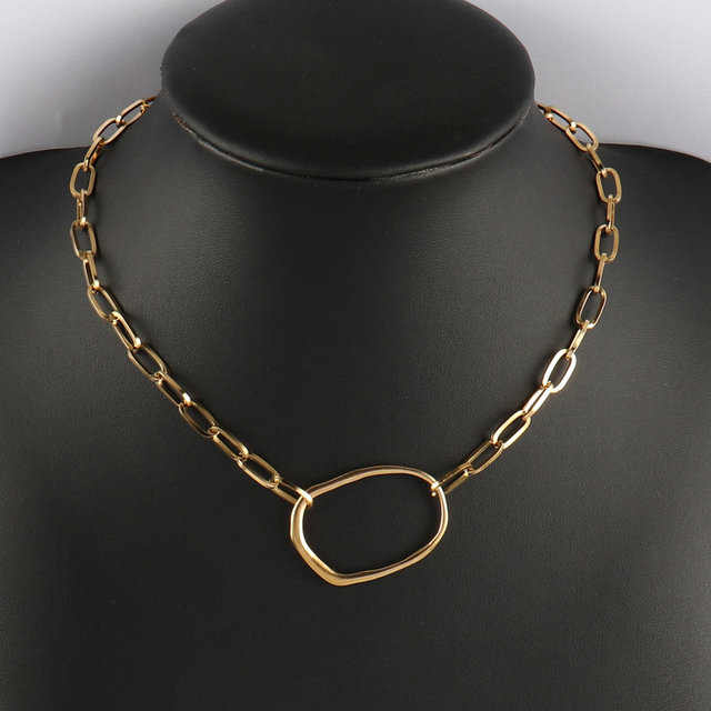 Gruby łańcuch ze stali nierdzewnej - naszyjnik okrągłe koło - moda punk - złoty - dla kobiet - Wianko - 16