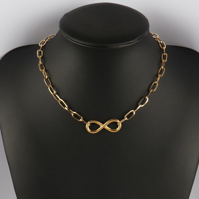 Gruby łańcuch ze stali nierdzewnej - naszyjnik okrągłe koło - moda punk - złoty - dla kobiet - Wianko - 8