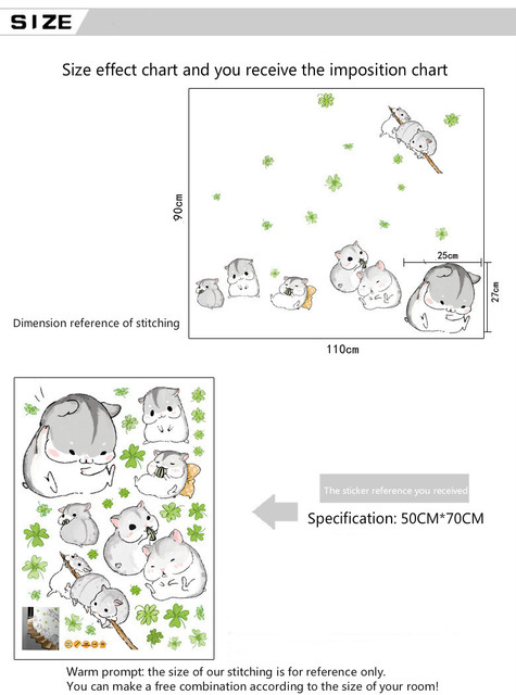 Śliczne naklejki ścienne Hamster Totoro dla dzieci - Cartoon Kawaii Anime świnka morska - Wianko - 2
