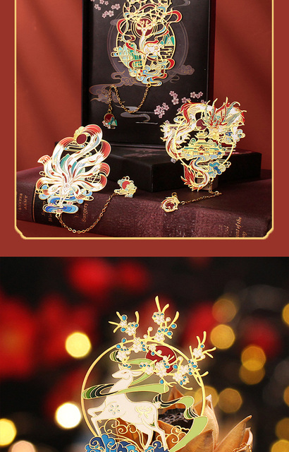 Ekskluzywny pudełko na zakładki metalowe w stylu retro z motywem chińskim - idealny prezent studencki - Wianko - 7