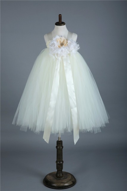 Księżniczka Tutu Flower Girl Dress - ręcznie wykonana sukienka o piórzanym kołnierzykiem - 1-12 lat - ślub, urodziny, Halloween - Wianko - 7