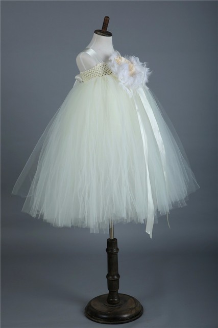 Księżniczka Tutu Flower Girl Dress - ręcznie wykonana sukienka o piórzanym kołnierzykiem - 1-12 lat - ślub, urodziny, Halloween - Wianko - 8