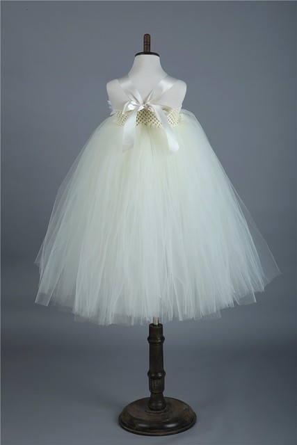 Księżniczka Tutu Flower Girl Dress - ręcznie wykonana sukienka o piórzanym kołnierzykiem - 1-12 lat - ślub, urodziny, Halloween - Wianko - 9