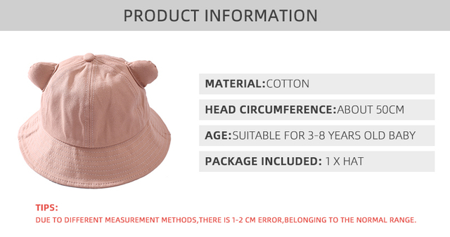 Śliczna czapka z uchem dla niemowląt wiosna/lato - kapelusz przeciwsłoneczny dla dziewczynek Bucket Bonnet Enfant Muts - Wianko - 3