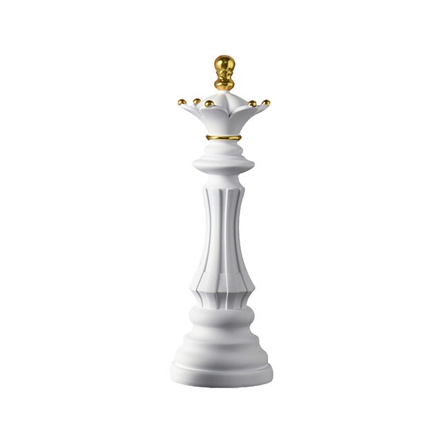Posąg dekoracyjny Szachy: król, królowa, rycerz - rzeźbione figurki dla miłośników szachów w stylu retro - Wianko - 2