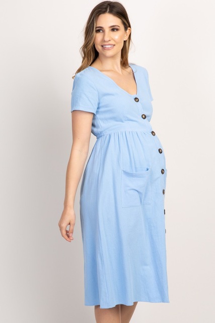 Sukienka ciążowa lato 2021 luźny fason długa sukienka kieszeń plus size party - Wianko - 32