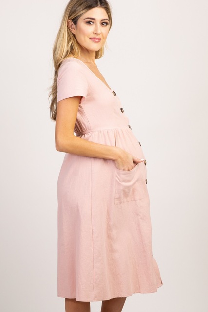 Sukienka ciążowa lato 2021 luźny fason długa sukienka kieszeń plus size party - Wianko - 27