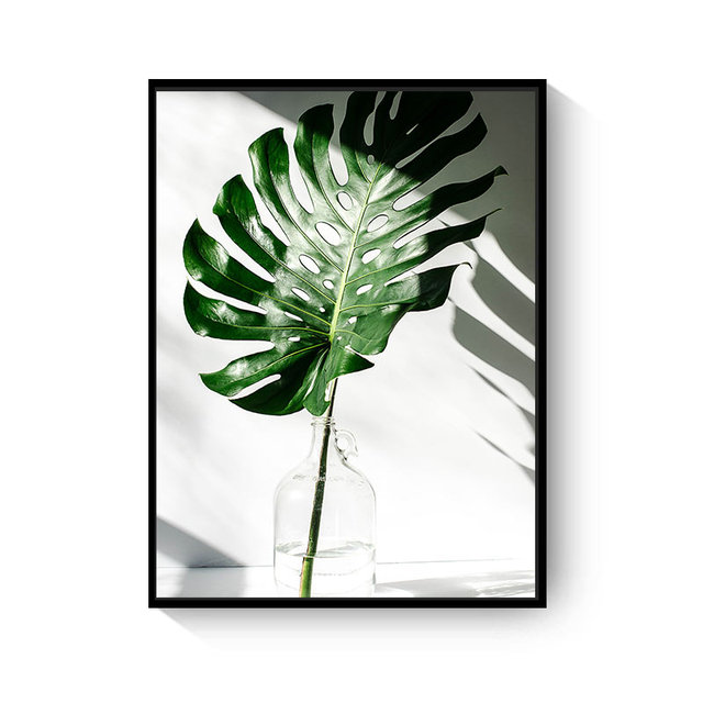 Zielony liść rośliny - Skandynawskie plakaty dekoracyjne na płótnie z obrazem - Wianko - 4