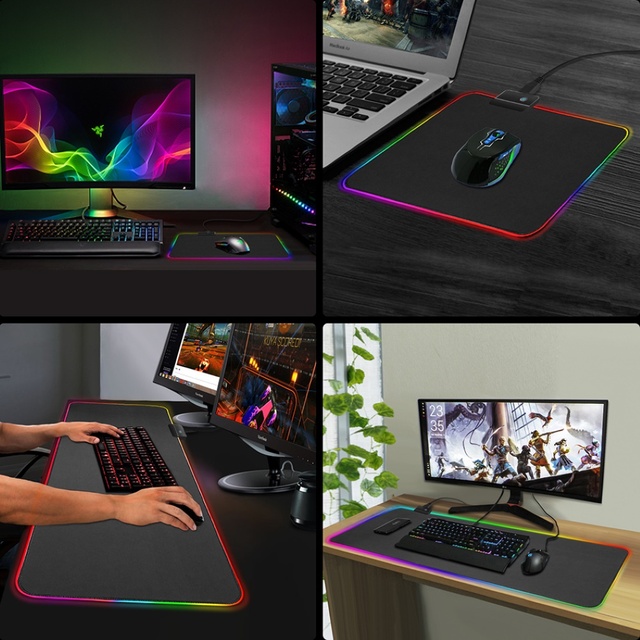 Podkładka pod mysz LED Luminous RGB z kolorowymi światłami do gier i klawiatury, dla komputerów - Wianko - 7
