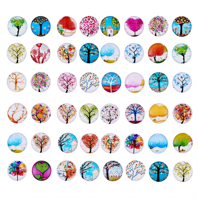 Półokrągłe szklane koraliki Cabochons Drzewo życia - mieszane kolory, 10-30mm, 100-200 sztuk - Wianko - 1