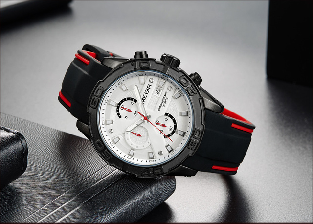 Męski zegarek sportowy Chronograf MEGIR - marka topowa, modny, kwarcowy, wojskowy, silikonowy - Wianko - 13