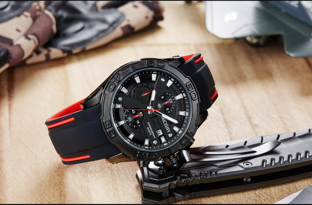 Męski zegarek sportowy Chronograf MEGIR - marka topowa, modny, kwarcowy, wojskowy, silikonowy - Wianko - 11