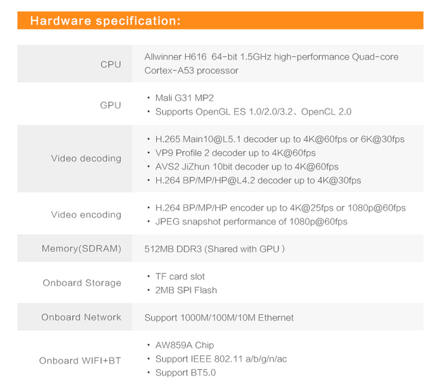 Pomarańczowy Pi Zero 2 z 512MB RAM i Allwinner H616 - Android 10, Ubuntu, Debian OS - Wianko - 7