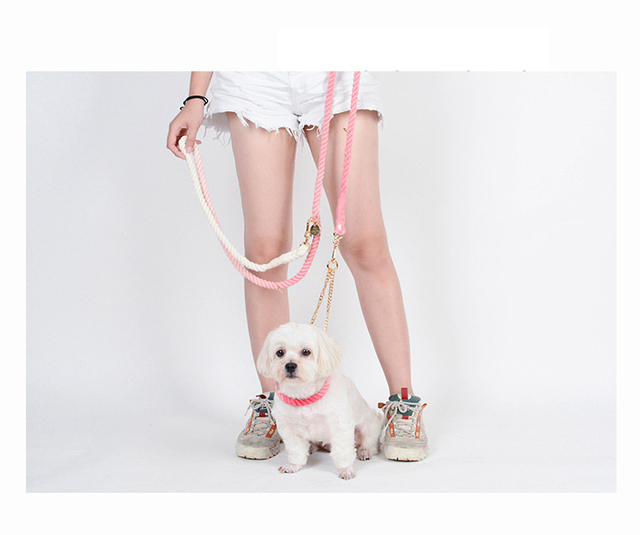 Bawełniana okrągła smycz dla psów z kolorowymi linami - Wianko - 8