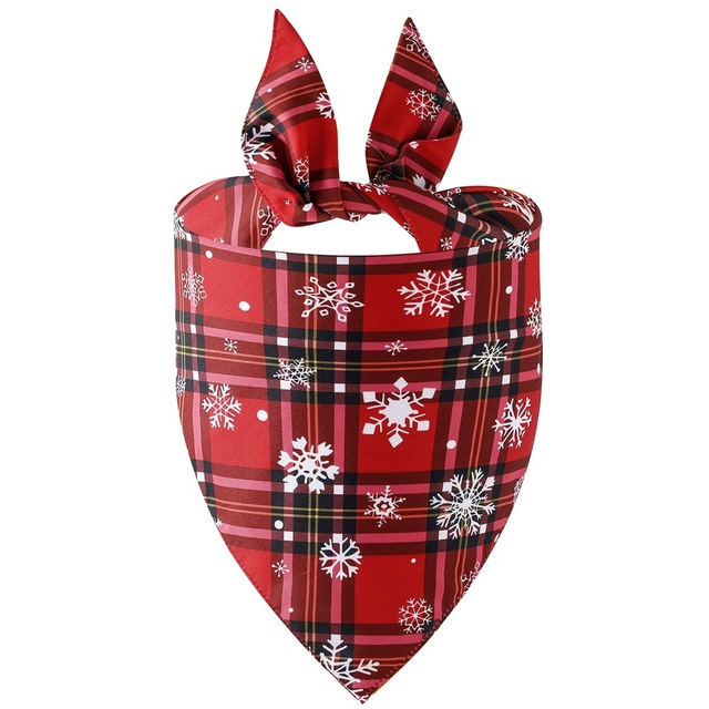 Szkocka krata chustka świąteczna dla psa - klasyczna śnieżynkowa chusta trójkątna - Wianko - 6