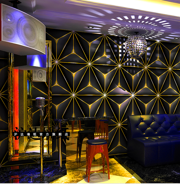 Migające naścienne tapety karaoke 3D z efektem odblaskowym - specjalne pole tematyczne, bar, kwadratowa kratka - Wianko - 2