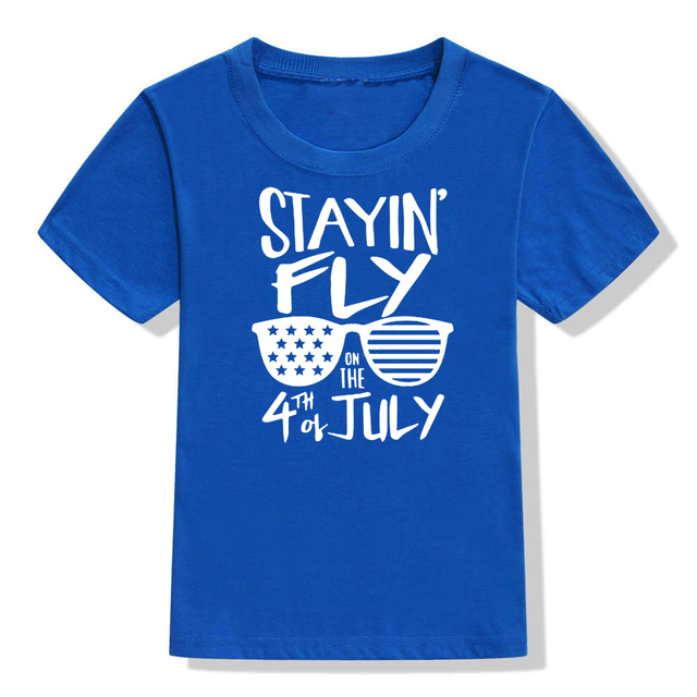 Koszulka dziecięca Stayin Fly na 4 lipca - moda dla chłopców i dziewcząt z krótkim rękawem - Wianko - 23