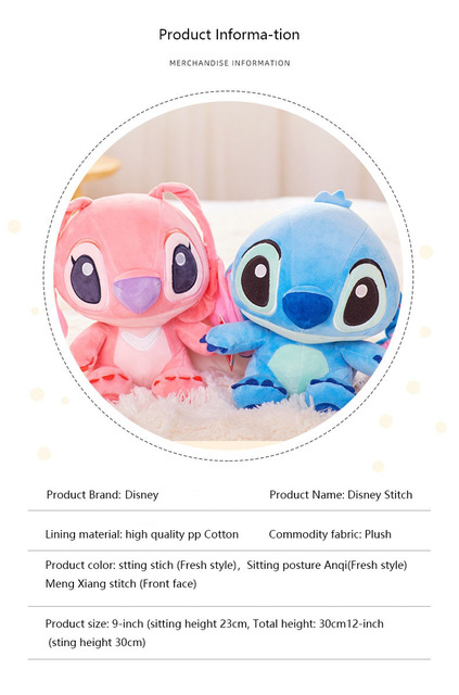 Różowa niebieska pluszowa lalka Disney Lilo i Stitch 23-30cm - zabawka Kawaii Anime dla dzieci urodzinowa prezenty dziewczynek - Wianko - 4