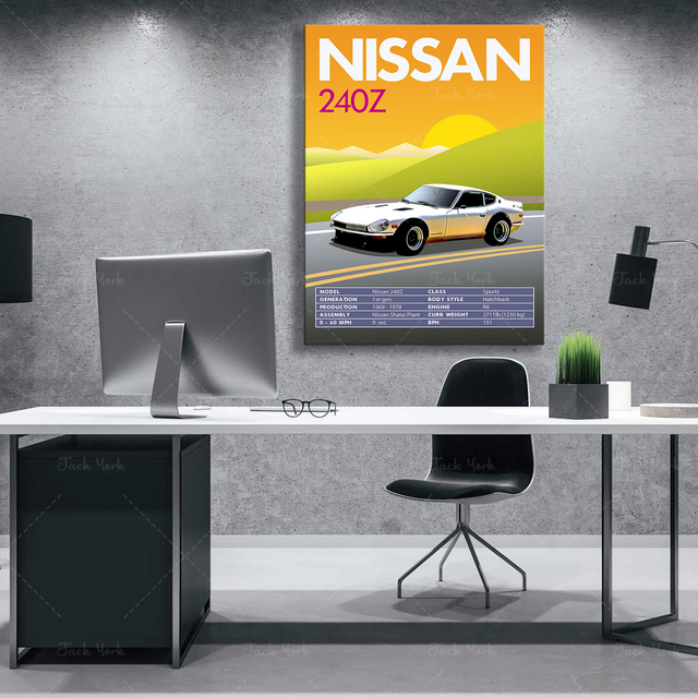 Plakat Retro Vintage z klasycznym samochodem Nissan 240Z - Wianko - 5