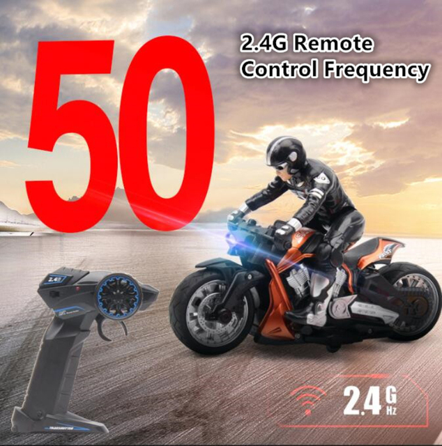 Driftujący motocykl RC 2.4GHz z pilotem, latarką i 3D efektem obrotu - Wianko - 6