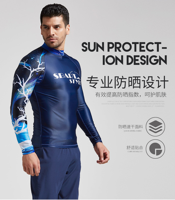 Męska rashguard Sbart z długim rękawem do nurkowania i surfing, szybkoschnący t-shirt anty-UV dla mężczyzn - Wianko - 5