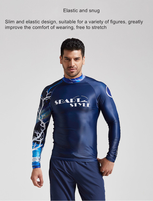 Męska rashguard Sbart z długim rękawem do nurkowania i surfing, szybkoschnący t-shirt anty-UV dla mężczyzn - Wianko - 7