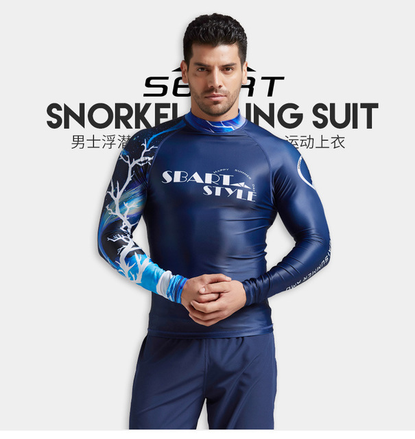 Męska rashguard Sbart z długim rękawem do nurkowania i surfing, szybkoschnący t-shirt anty-UV dla mężczyzn - Wianko - 1
