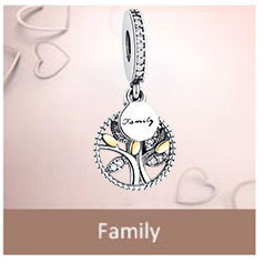 Bransoletka ze srebrnym koralikiem w kształcie serca z drzewem genealogicznym i kwiatami - biżuteria DIY - ELESHE 925 - Wianko - 33