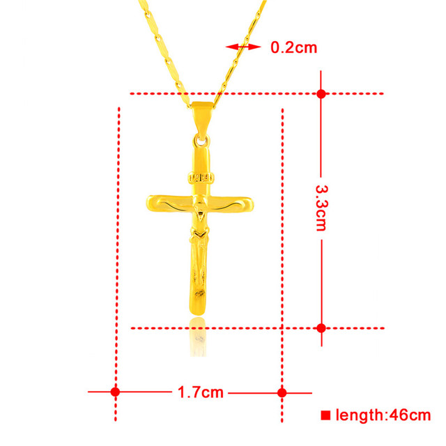 Wisiorek krzyż naszyjnik złota wypełniony 24K żółtym złotem - Wianko - 4