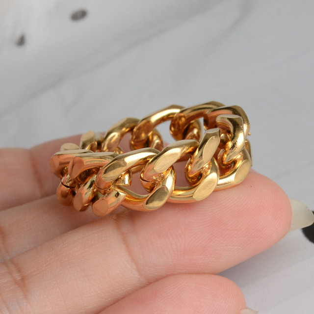 Nowoczesny pierścień ze stali nierdzewnej Vintage 18KGP z geometrycznym wzorem dla kobiet i dziewczyn - biżuteria na imprezy i prezenty - Wianko - 12