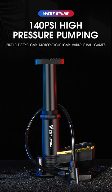 Pompa rowerowa West Biking z manometrem, wężem aluminiowym i wentylem Presta/Schrader - Wianko - 1