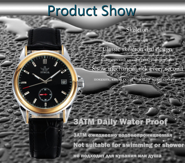 Męski zegarek na rękę Sewor Top marka, pełna stal, auto data, automatyczny mechanizm, małe sekundy - Wianko - 1