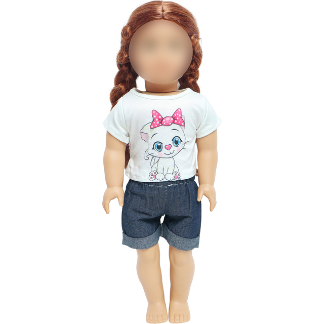 Zestaw strój lalki Moda 1 dla 18 Cal dziewczyny, słodkie zwierzaki, wzór z ptakami - spódnica, topy, spodnie, koszula i akcesoria - Wianko - 20