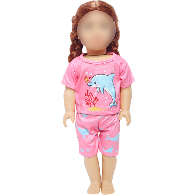 Zestaw strój lalki Moda 1 dla 18 Cal dziewczyny, słodkie zwierzaki, wzór z ptakami - spódnica, topy, spodnie, koszula i akcesoria - Wianko - 16
