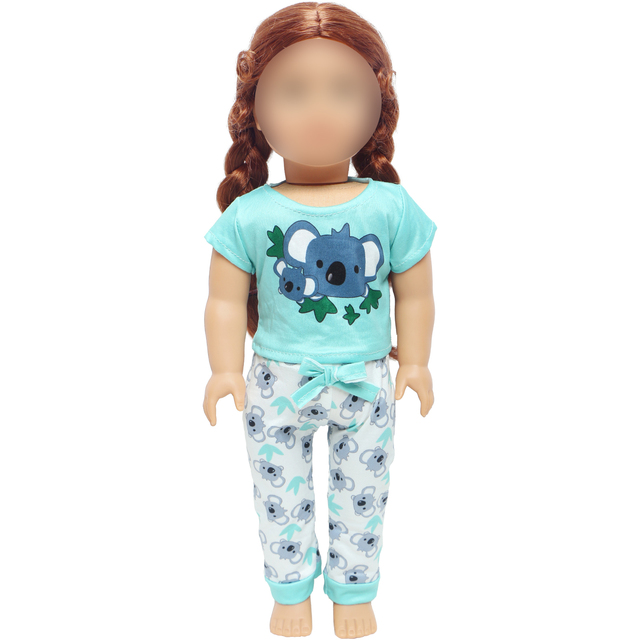 Zestaw strój lalki Moda 1 dla 18 Cal dziewczyny, słodkie zwierzaki, wzór z ptakami - spódnica, topy, spodnie, koszula i akcesoria - Wianko - 28